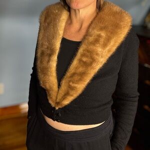 Vintage Hadley Cardigan Mink Fur Collar